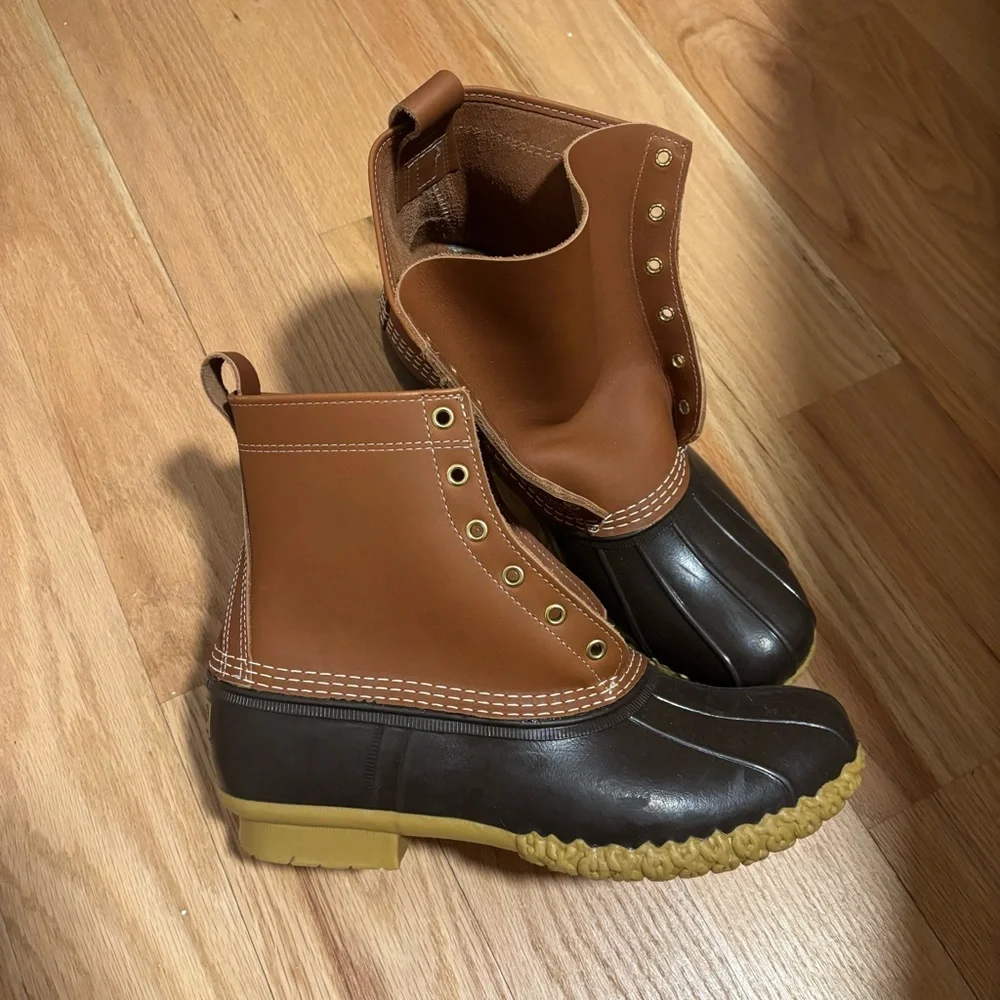L.L. Bean Tan and Black Rain Duck Boots